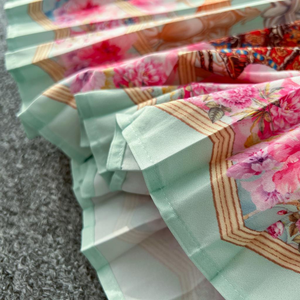 France Elegant Vintage Slim Evening Dress Women Print Button Pleated Long Party Dress Female Casual Chic Holiday Clothing New