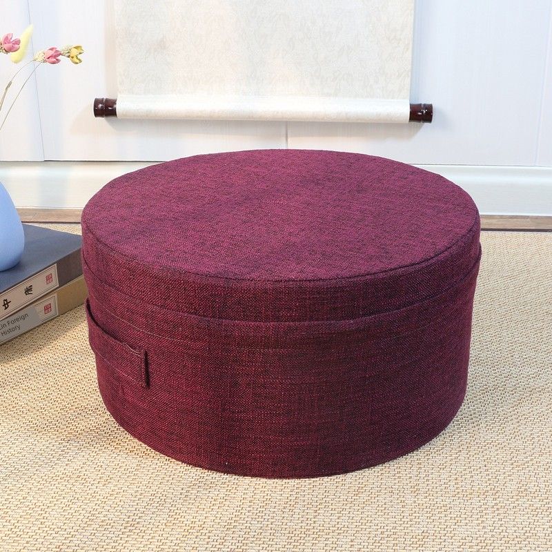 

Linen Futon Seat Cushions Removable and Washable Floor Thickened Home Tea Ceremony Japanese Tatami Mat Fabric Increased by Cushion Round cloth Pier jujube Diameter 40*40 high 20cm