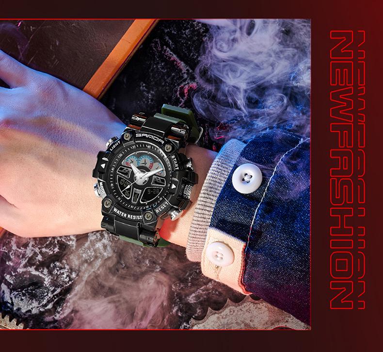 Sanda Harajuku-Style Black Technology Luminous Sports Electronic Men's Watch