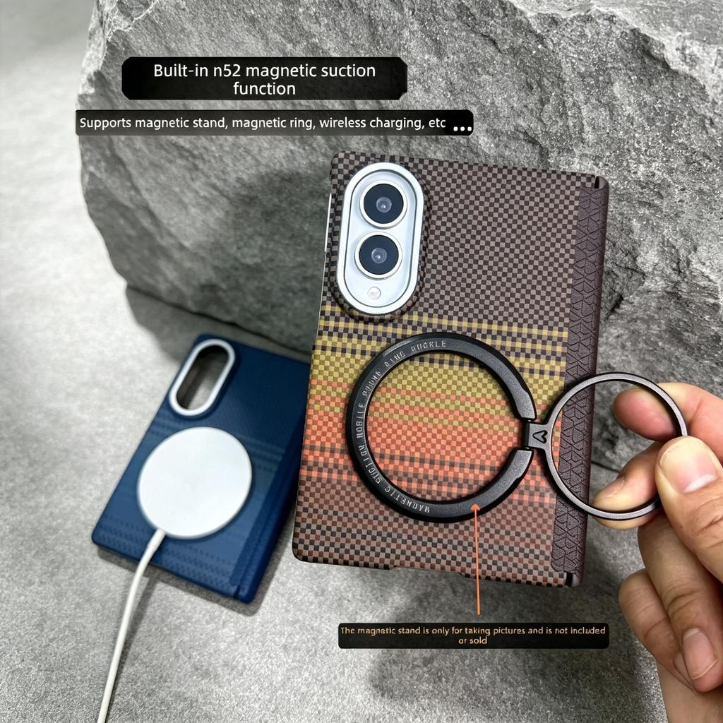 Business Sle 600D Carbon Fiber Texture PC Magnetic Phone Protection Case for Samsung Galaxy Z Fold 8 Alloy Lens Shockproof Hinge Protect Cover