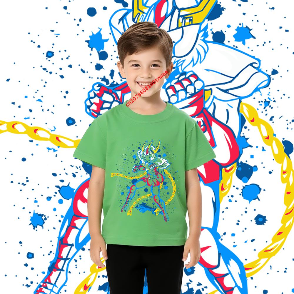 Saint Seiya Ikki Anime Printed Cotton T Shirt for Boys and Girls Kids Cartoon Graphic Tee Comfortable Casual Short Sleeve Top