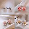 Elegant Zircon Flower and Pearl Stud Earrings - High-End Niche Design