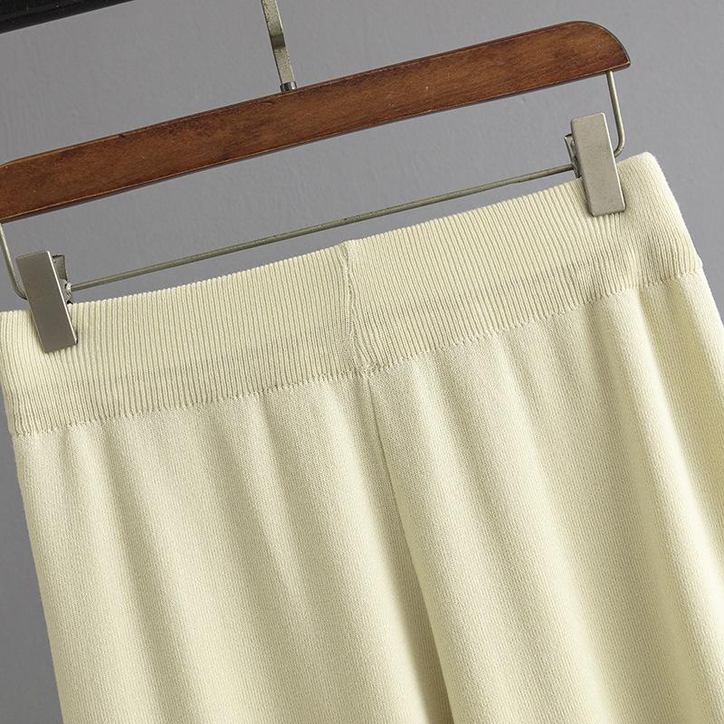 Herbst Winter Faul Wind Lose Hohe Kragen Pulllover Pullover Anzug frauen Einfarbig Kurzarm Stricken Breite Bein Hosen zwei Stück Set