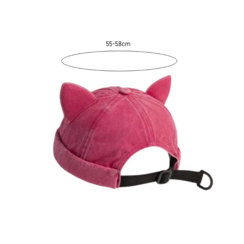 Cute Sweet Cat Ear Brimless Hat Personalized Casual Solid Color Hat Breathable Washing Retro Men and Women Universal Hat