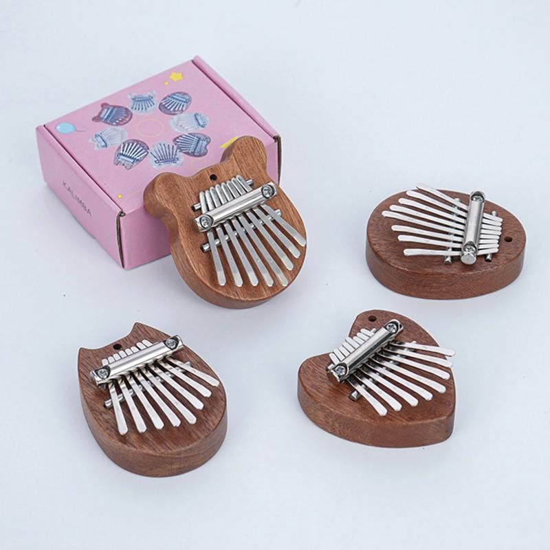 Mini 8 Key Solid Wood Kalimba With Portable Lanyard And Crisp Sound Perfect For Music Beginners Kids Casual Play Travel Gift