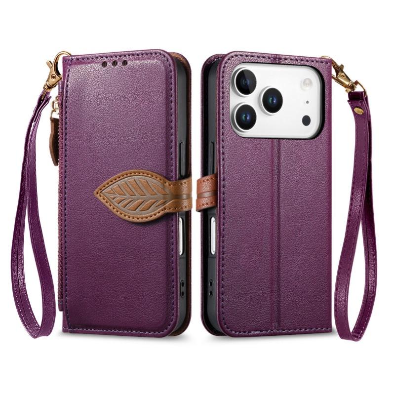Flip-Ledertasche mit Riemen, Kartenfach, Ständer für iPhone-Serie