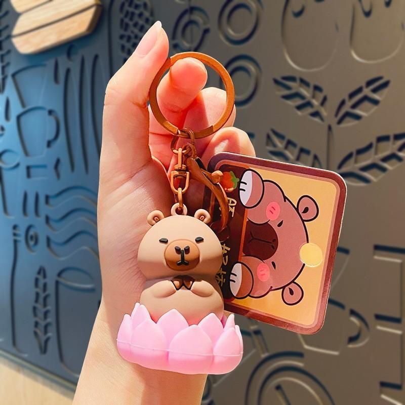 Adorable Plush Capybara Keychain Cute Cartoon Couple Car Key Accessory Gift