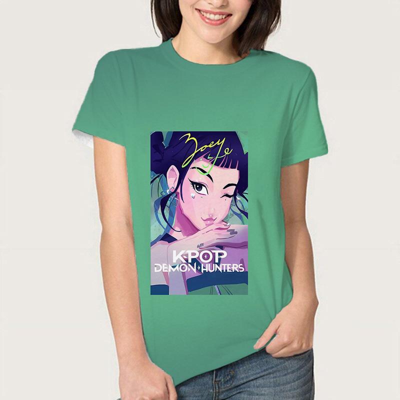 Letní KPop Lovci démonů Trička Huntrix Girl Kpop Tričko Jinu Zoey Rumi Mira Saja Kluci Cool Trička s krátkým rukávem Trička Topy