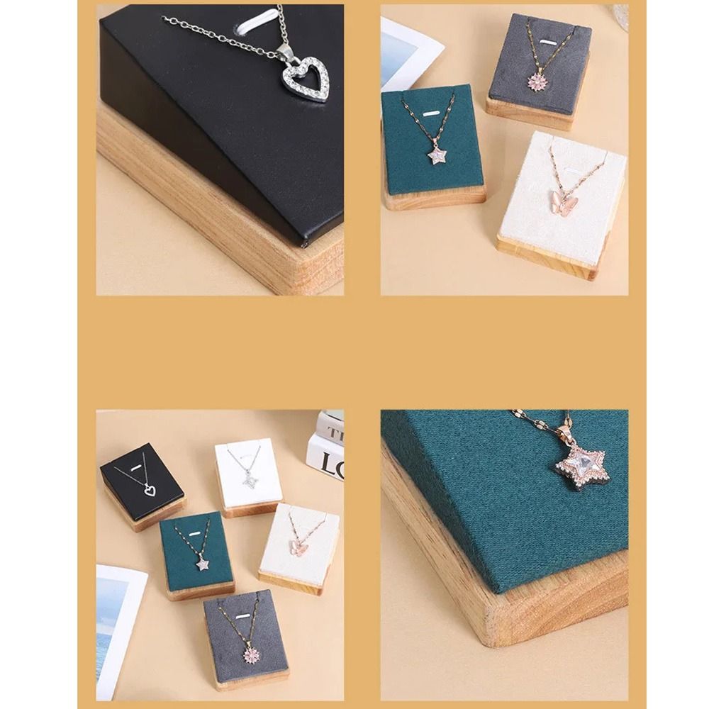 PU Leather/Velvet Wooden Necklace Display Stand Portable Necklace Storage Rack Home