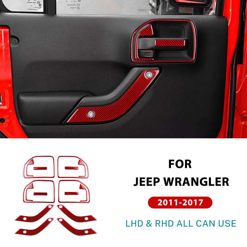 

Real Soft Carbon Fiber Sticker For Jeep Wrangler JK JKU 2011 2012 2013 2014 2015 2016 2017 Car Interior Door Handle Panel Trim
