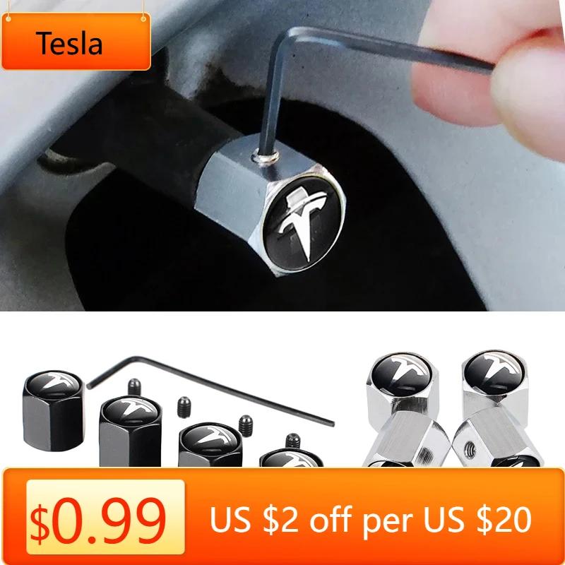 Naklejka Samochodowa Tesla 4szt Nakładki na Zawory Kół Samochodowych Pokrywa Wentylka Opony do Tesla Model 3 Y ModelS X ModelY Roadster P75D P85D P90D P100D