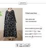Plus Size Cotton Linen Printed Round Neck Long Sleeve Holiday Dress