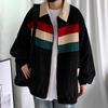 Men's Versatile Korean Contrast Color Corduroy Jacket - Spring/Autumn, Loose Fit Casual Top