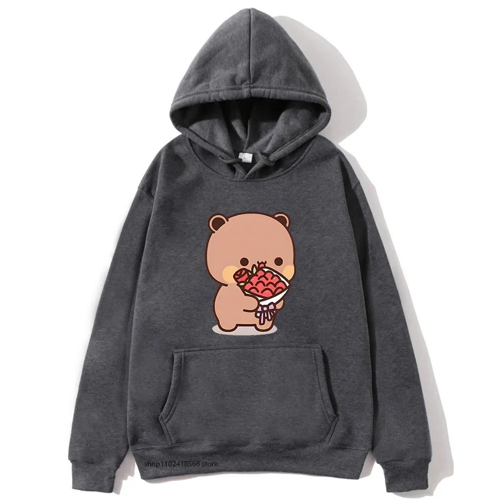 Cute Dudu Is Welcome Home Bubu Hoodies for Women Cute Panda Bears Sweatshirts Couple Clothes Men Kawaii Girls Pullover