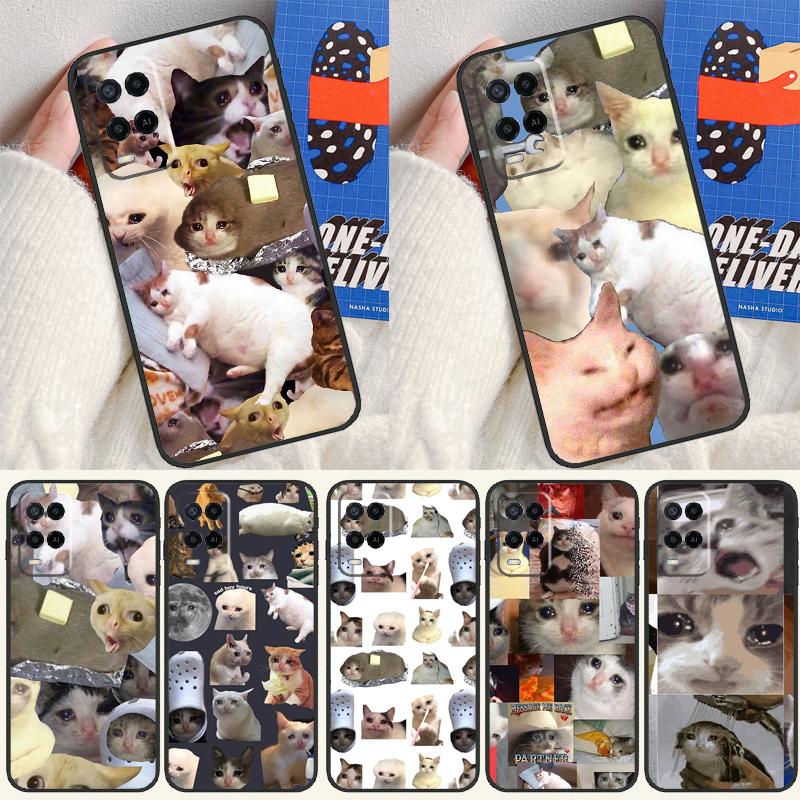 Crying Cat Memes And Dog Case For Oppo A96 A76 A16 A74 A94 A54 S A57 A77 A58 A78 A98 A5 A9 A91 A15 A17 A52 A72 Cover