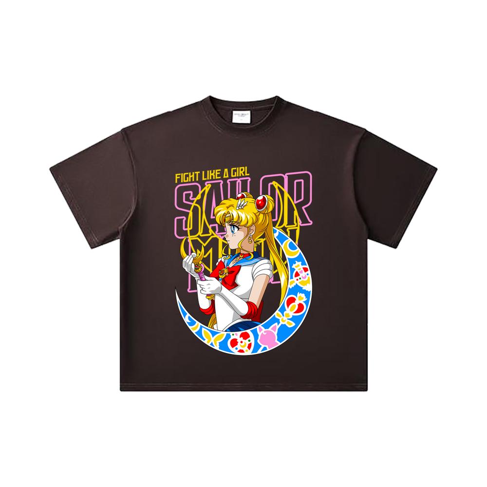 260 GSM Double Yarn 32 Count 100% Cotton Sailor Moon V8 Minako Print Unisex Heavy Cotton T Shirt