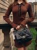 Chic Lace Knit Dress - New Autumn Winter Chunky Knit Wrap Dress with Stand Collar