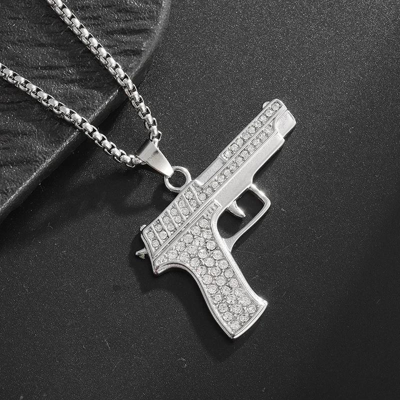 Ice Out Zirkon Höfliche Geste Mittelfinger Halskette Herren Damen Punk Hip Hop Rap Rock Party Schmuck Geschenk