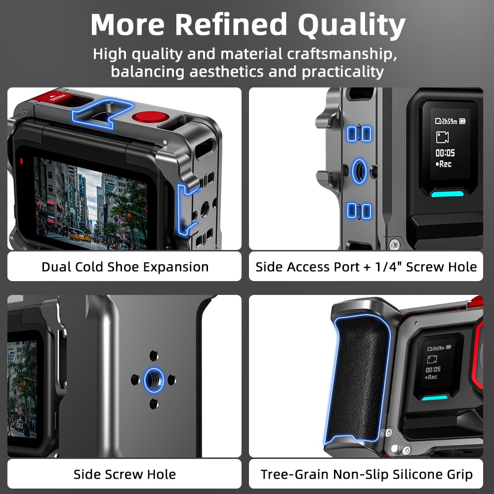 Insta360 Ace Pro Camera Cage Kit with Grip Shutter Lens and Strap Pro2/Ace Holder, Button, Cap, Anti-Loss