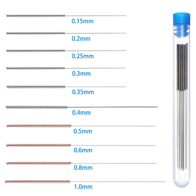 10Pcs Stainless Steel Nozzle Cleaning Needle 0.2mm 0.3mm 0.4mm 0.5mm 0.6mm 0.8mm 1.0mm Drill Bits 3D Printer Nozzle Cleaning Kit