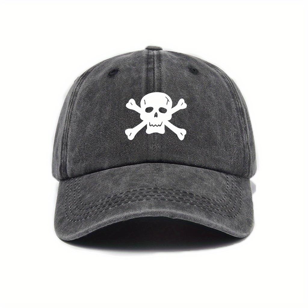 Urban Style Adjustable Baseball Cap with Skull Motif  Woven Polyester Hand WashDry Clean Unisex