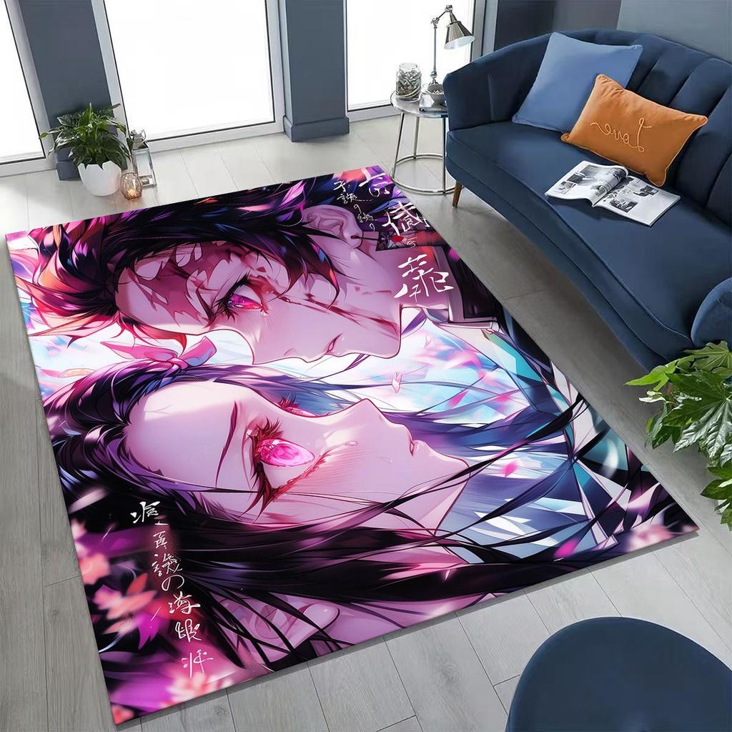 Anime Demon S-Slayer Kamado Nezuko Tanjirou Cartoon Rug for Bedroom Living Room Sofa Home Doormat Decor,Kids Non-slip Floor Mat