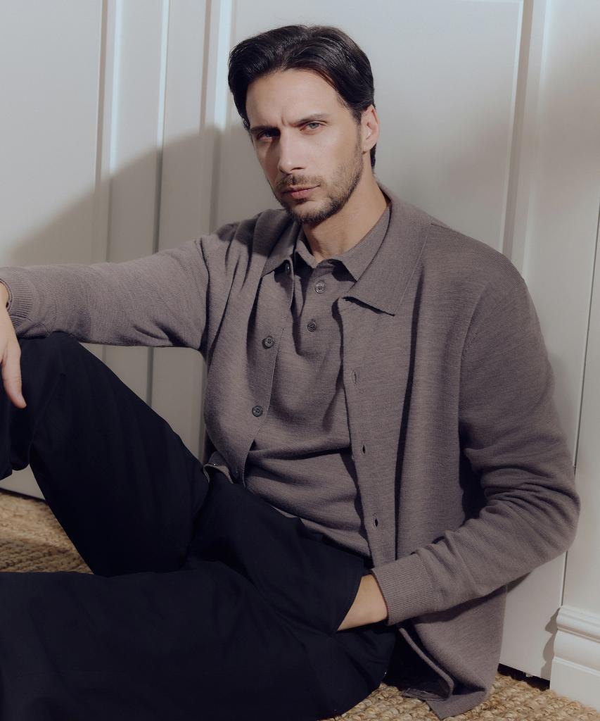 Theknitcompany (M) Fine Wool Collar Cardigan 2 Colors