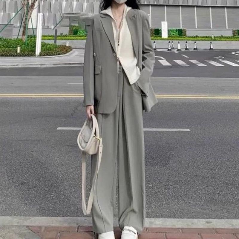 Temperamentvolle Göttin Damen Herbst Anzug Set: Elegante Weitbein-Hosen Zweiteiler