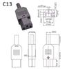 1Pcs New Male Female AC Plug Socket 3 Pin IEC 320 Straight AC Power Connector Electrical C13 C14 10A 250V Power Connector