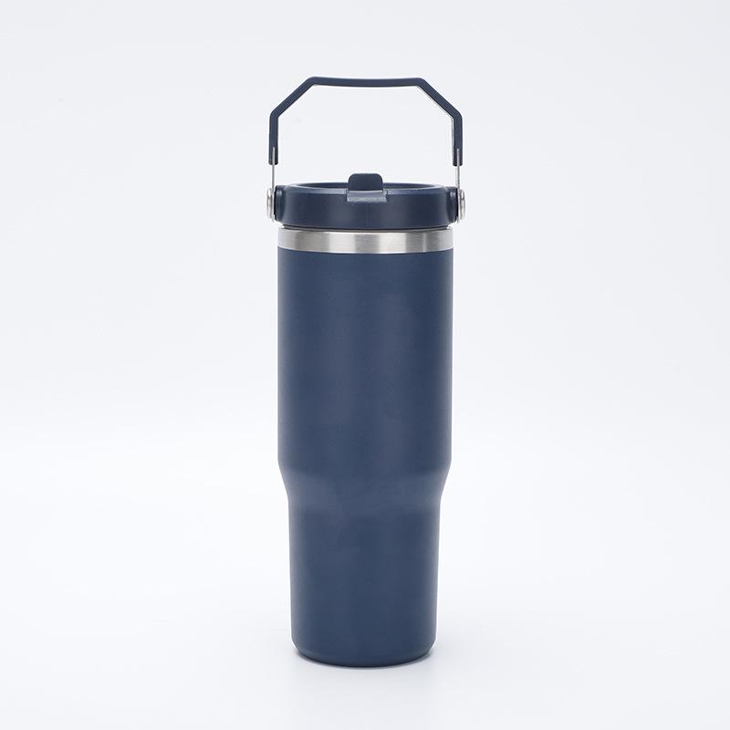 30oz Edelstahl tragbarer Reise-Thermosbecher mit Strohhalm - Großes Fassungsvermögen für Outdoor-/Autonutzung