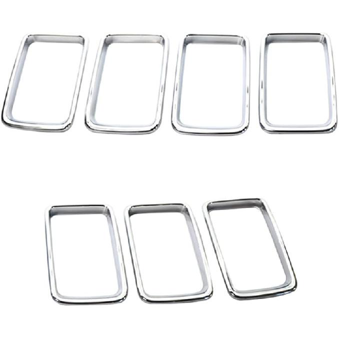 7PCS Front Grill Inserts Grille Cover Trim, Front Grill Rings Grille Inserts Cover Trim Kit, Compatible with Jeep Grand Cherokee 2014-2016, Chrome