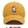 Pc Pink Cow Print Baseball Cap Printed Hat Distressed Vintage HipHop Style Hat Adjustable Size Comfortable Lightweight a