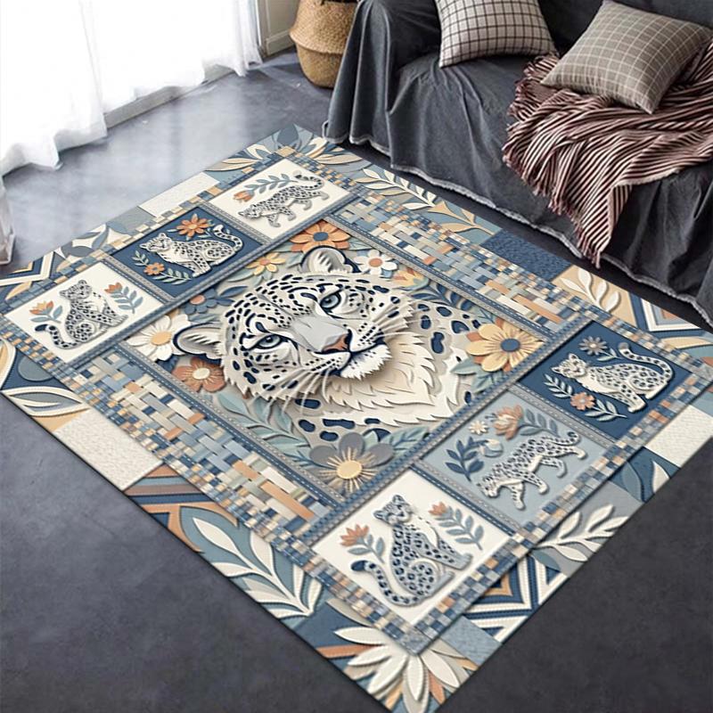 2025 New Snow Leopard Animal Carpet Rug for Living Room Bedroom Home Sofa Decoration,Kids Play Non-slip Floor Mat123
