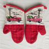1Pc 18x33cm Cotton Christmas Series Printed Oven Mitts Baking Glove Microwave Insulation Kitchen Tool Xmas Party Gift
