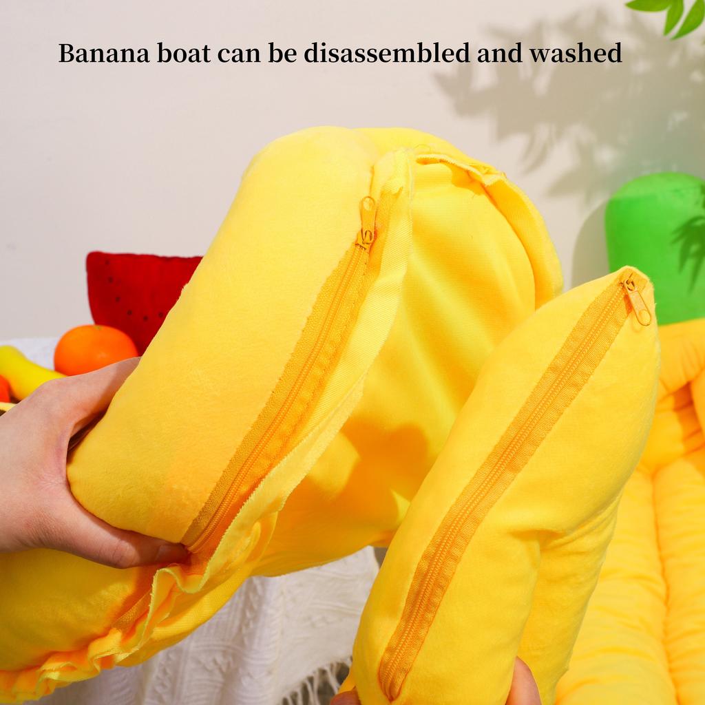 1 Stück Gelbes Bananenboot-Nest Kann Zerlegt und Gewaschen Werden Kleines und Mittleres Größe Katzen und Hunde Allgemeines Haustierbett Warmes Hundebett Bananenförmiges Nest