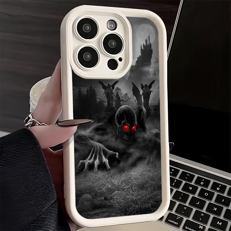 Phone Case for iPhone 17 Air 16E 15 16 Pro Max Grim Reaper Skeleton Funny Style Cover 14 Plus 13 12 Mini Soft Shell Silicone Fun