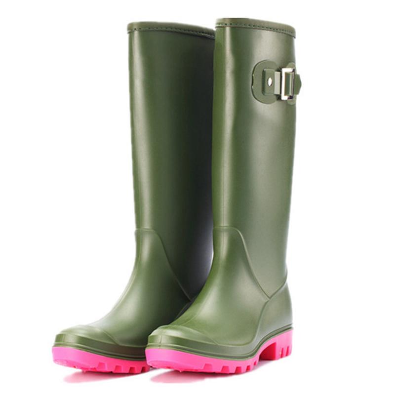 Waterproof Rain Boots Women Adult High Tube Buckle Long Tube Water Shoes Autumn