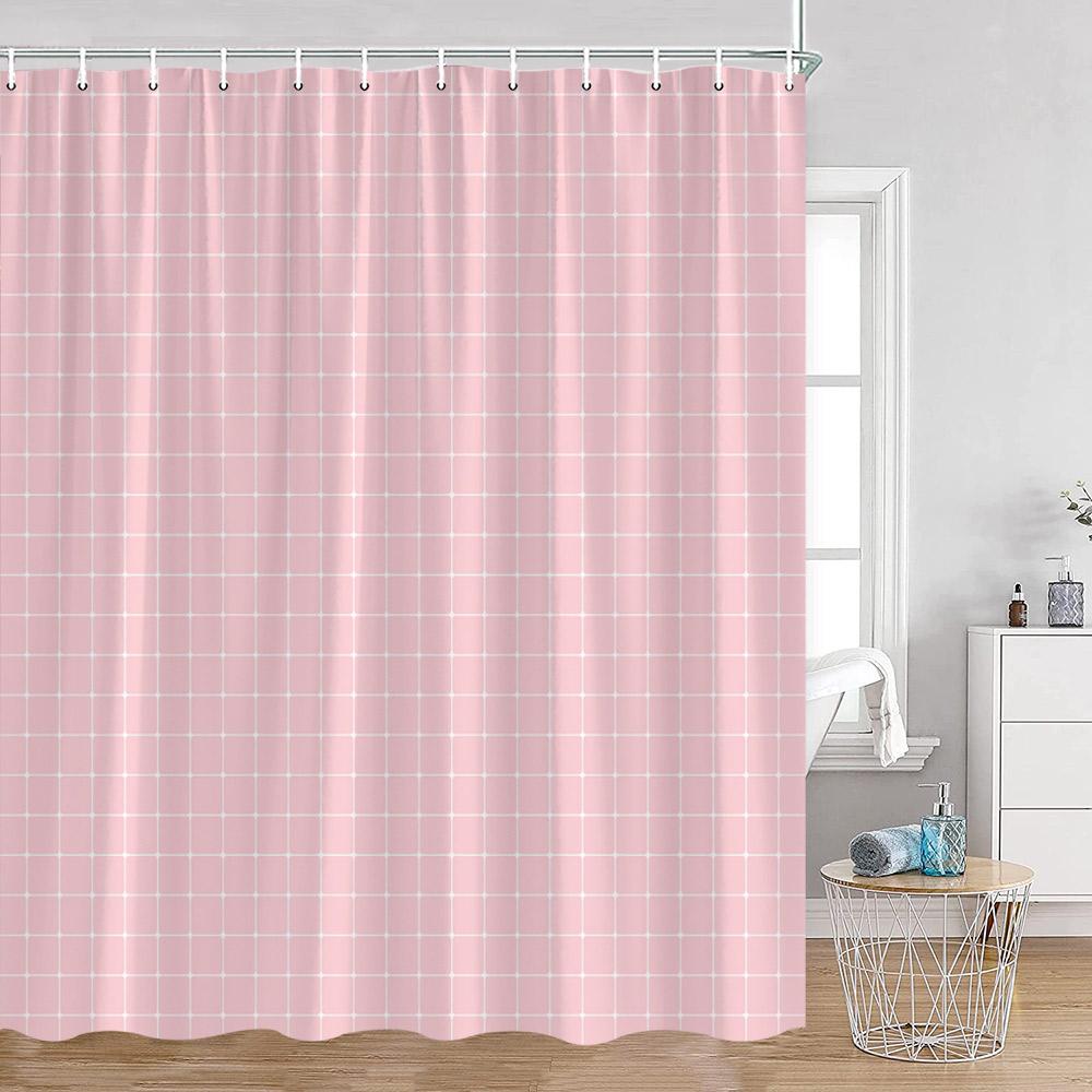 Simple Checkerboard Shower Curtains Colorful Abstract Gingham Pattern Check Checkered Modern Nordic Bathroom Curtains Decor