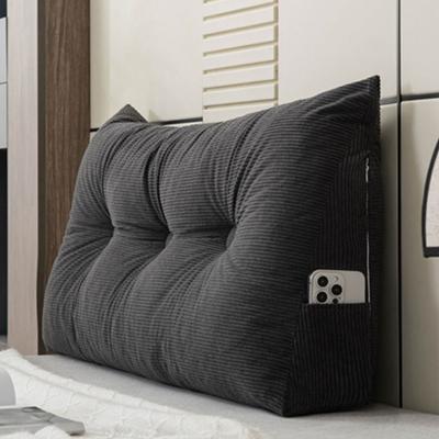 Headboard Pillow Triangular Wedge Headboard Pillow with Side Pockets Positioning Support Reading Bolster Pillow for Bed Sofa