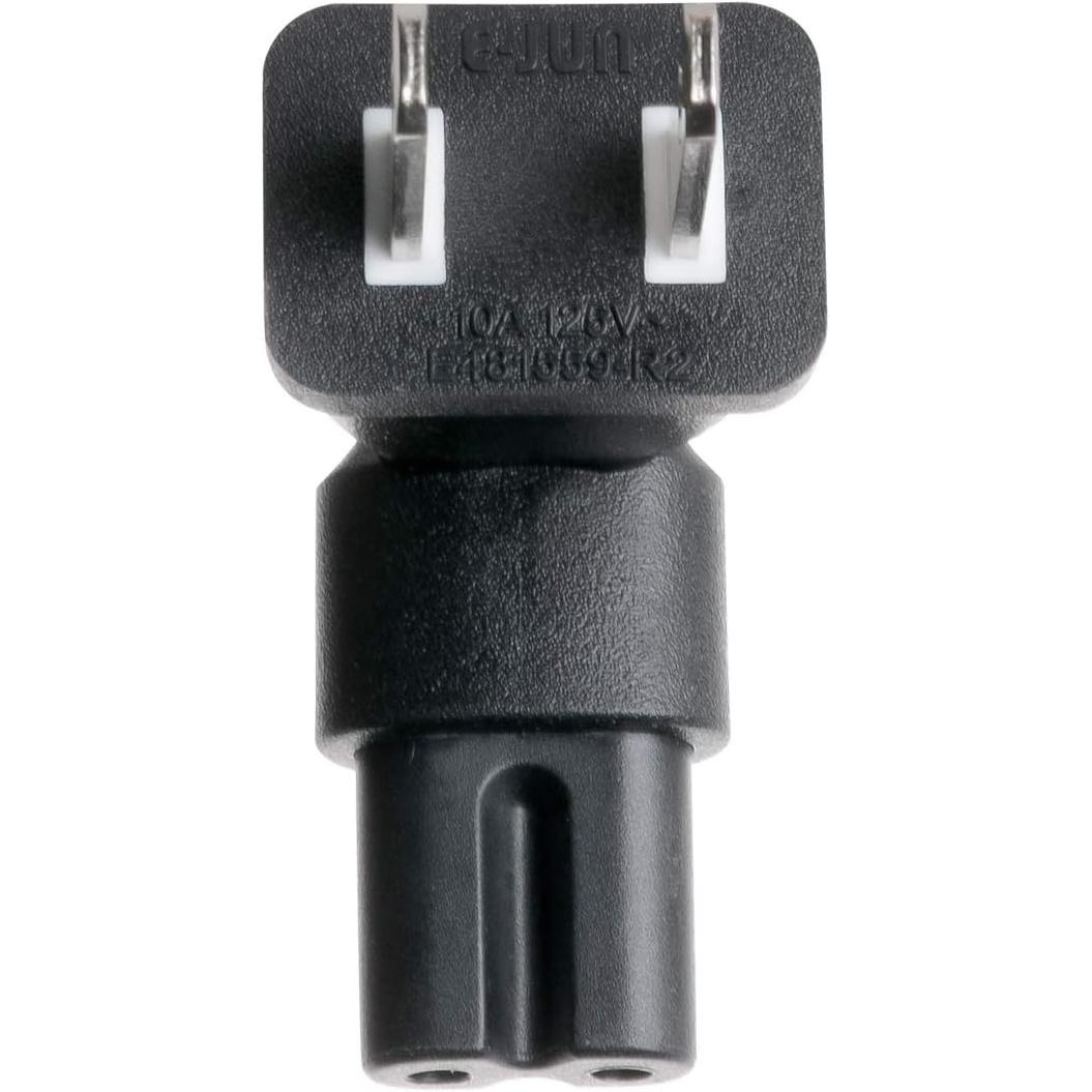 TENINYU 2 Prong Right Angle Plug Adapter,AC Power Plug Adapter USA IEC 60320-C7 Receptacle to NEMA 1-15P