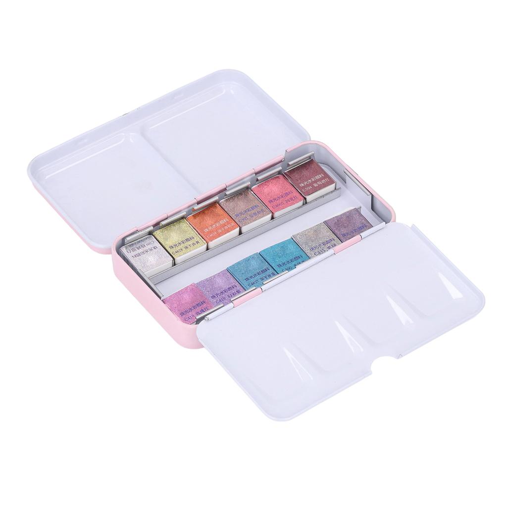 Artist Watercolor Paints Pearlescent 12 Colors High Saturation Watercolor Paints Set with Storage
