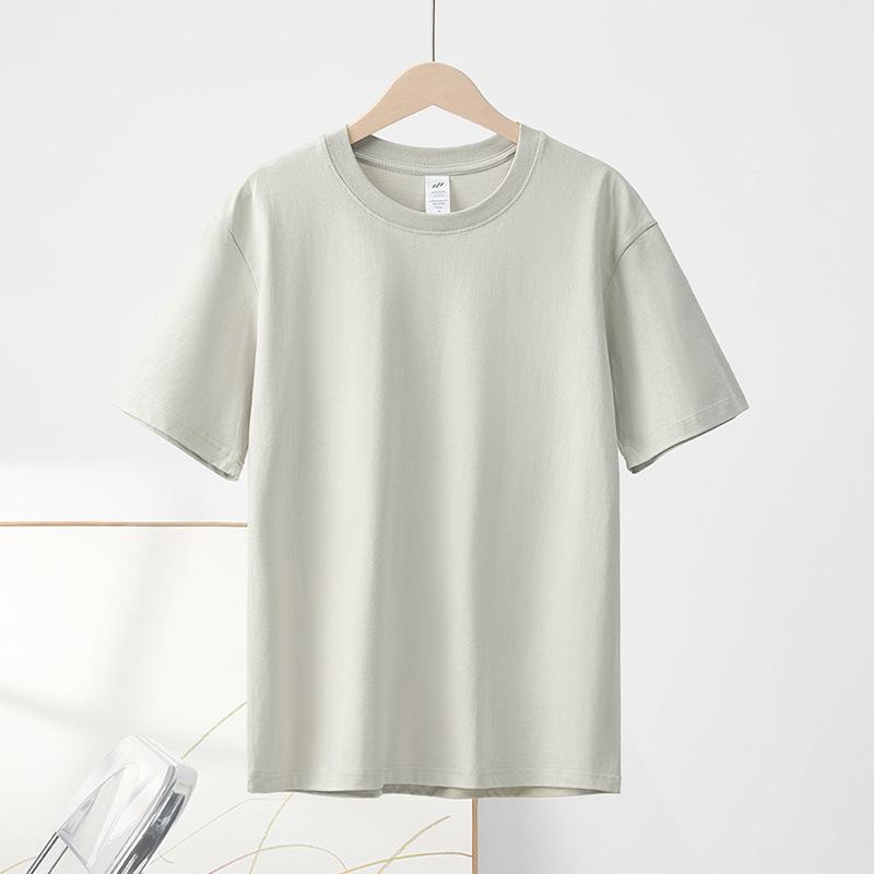 Kurzarm-T-Shirt aus reiner Baumwolle mit Rundhalsausschnitt für Damen, einfarbig, halbärmeliges Basis-T-Shirt