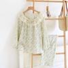 2026 New Women's Spring and Autumn Pajama Set 100% Cotton Crepe, Rural Style Lace, Long Sleeve Home Clothes Sleepwear