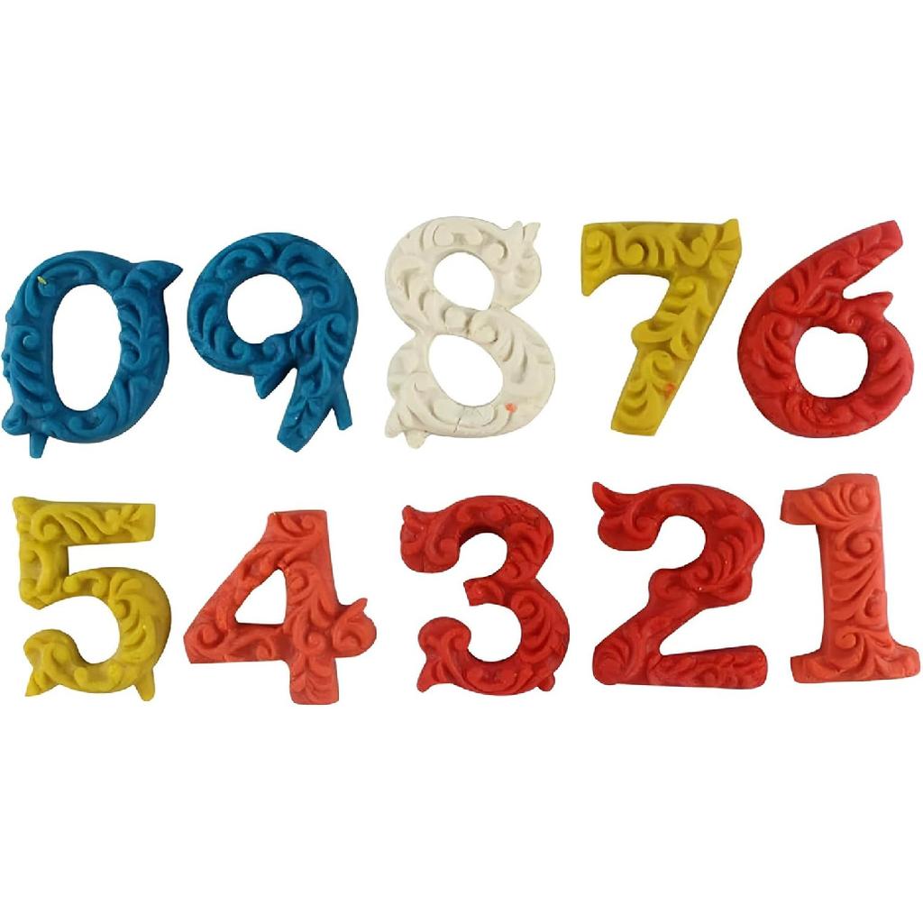 Silicone 3D Embossed Number Molds, 2 Pack 0-9, Hot Pink, Baking & Chocolate, Wedding & Birthday