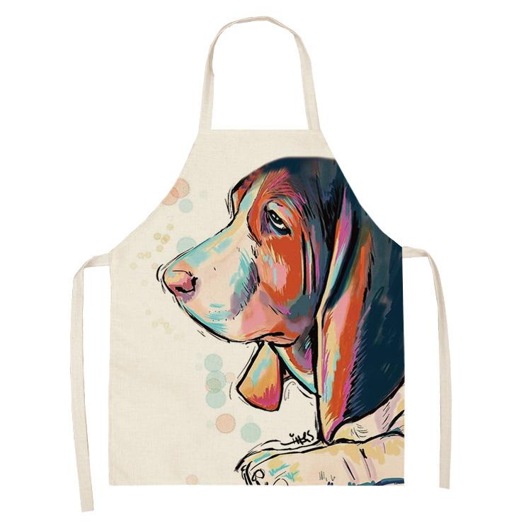 Hot Sale Cartoon Anime Pet Dog Dog Sleeveless Apron Drawing Graffiti Kitchen Anti-fouling Creative Linen Apron