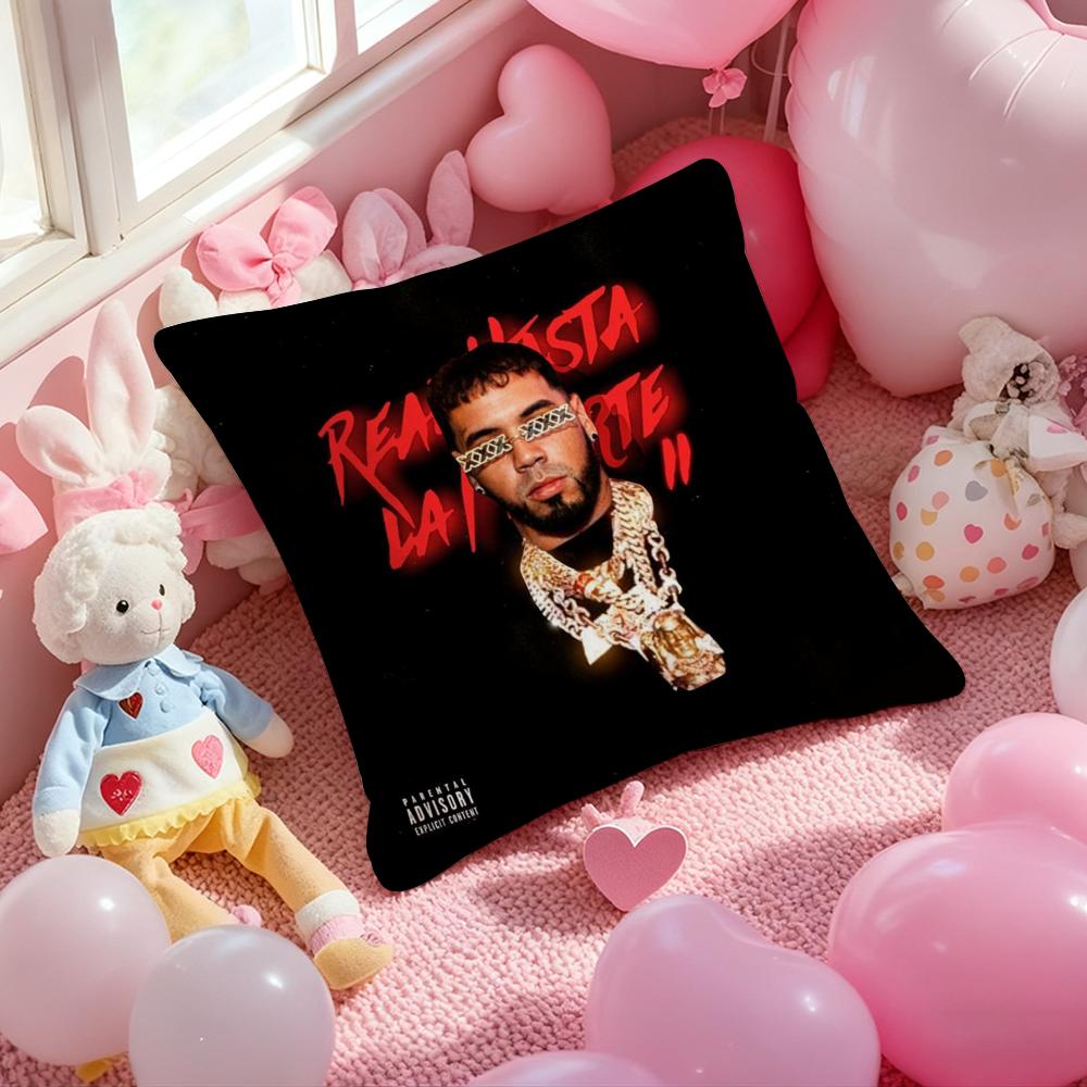 A-Anuel AA Real Hasta La Muerte Cushion Cover Pattern Printed Pillowcase for Living Room Sofa Cushion Cover & Bedroom Decor