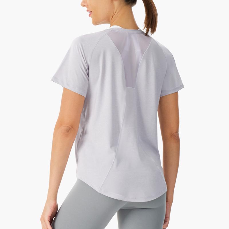 Dam Lös Passform Yoga Topp – Andningsbar Meshrygg, Snabbtorkande Löpar T-shirt, Kortärmad Träningsblus