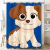 Adorable Cartoon Dog Shower Curtain Blue Background with Brown Pup Eyes for Bathroom Decor Size Customizable (C1234)