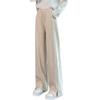 2026 Autumn/Winter Women's High-Waisted Herringbone Wide-Leg Pants with Plus Velvet and Slit, Slim Straight-Leg Design