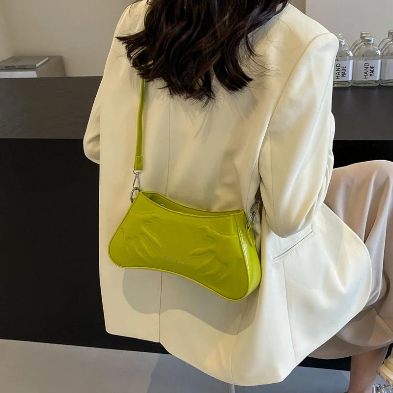 Women's zippered pocket interior bags sewing line continuous shoulder bags fashion